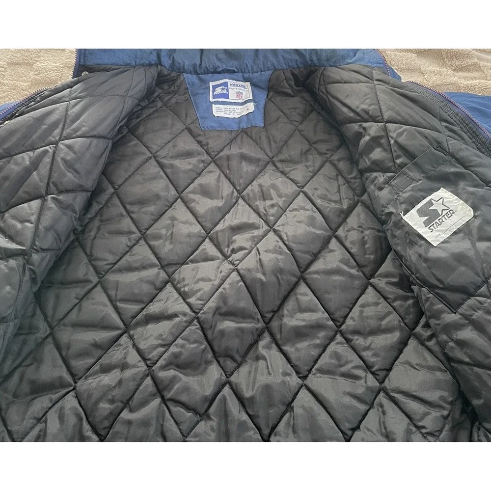 Vintage Starter Dallas Cowboys Hooded Puffer Jacket NFL Pro Line Zip Size‎ XL